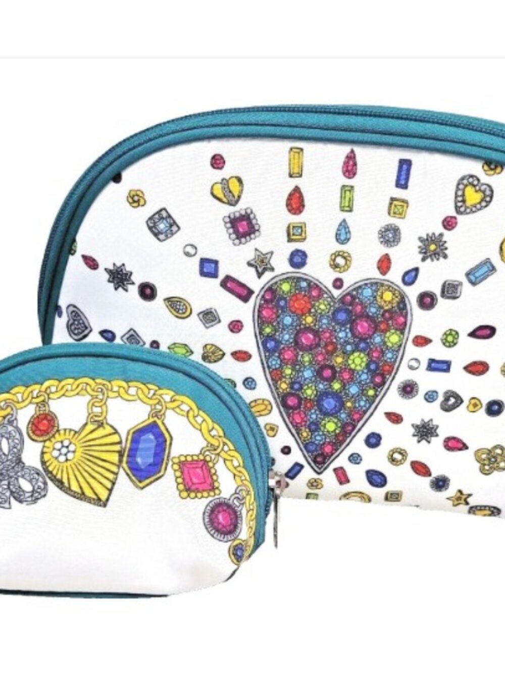 NWT BRIGHTON Charmed LOVE 2 Piece Cosmetic Bags Set with Zippers